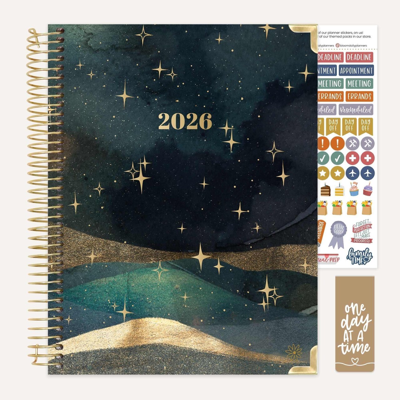 bloom daily planners 2026 Hard Cover Weekly & Monthly Planner, 8.5" x 11", Celestial Skies